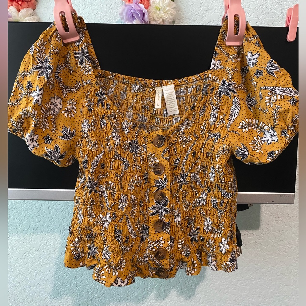 yellow floral summer top